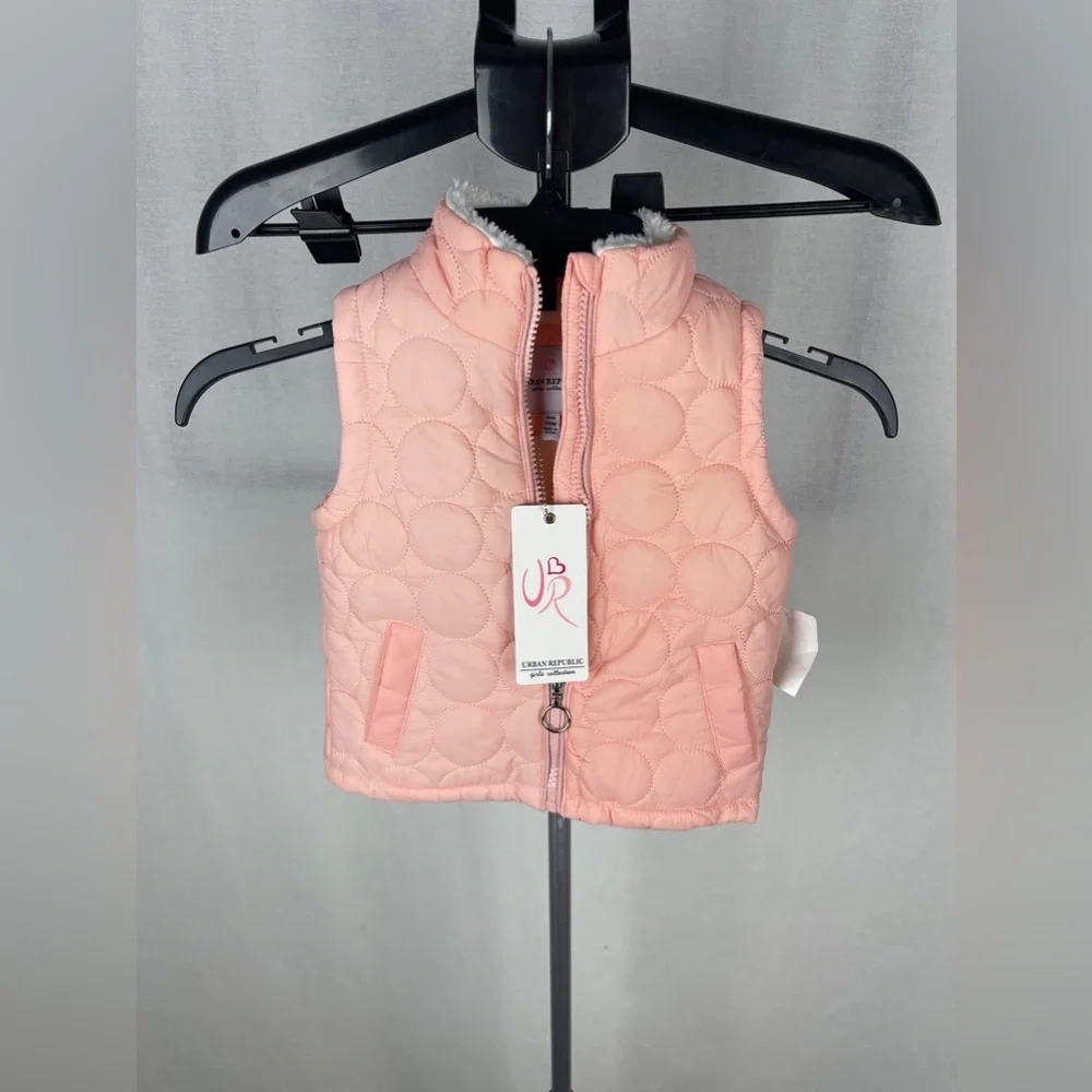 Urban Republic Pink Quilted Vest with Faux Sherpa Size 24 Months NWT
